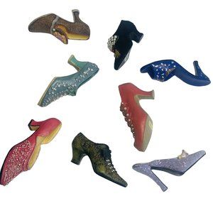 Lot Of 8 Assorted Miniature Shoes Ks Collection Victorian Heels Pumps No Boxes
